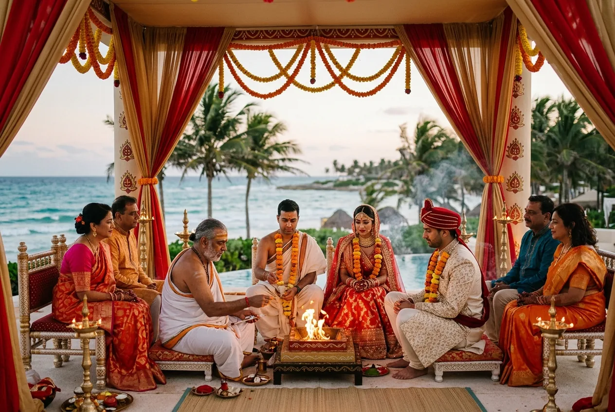 Vedic Hindu wedding ceremony in Riviera Maya