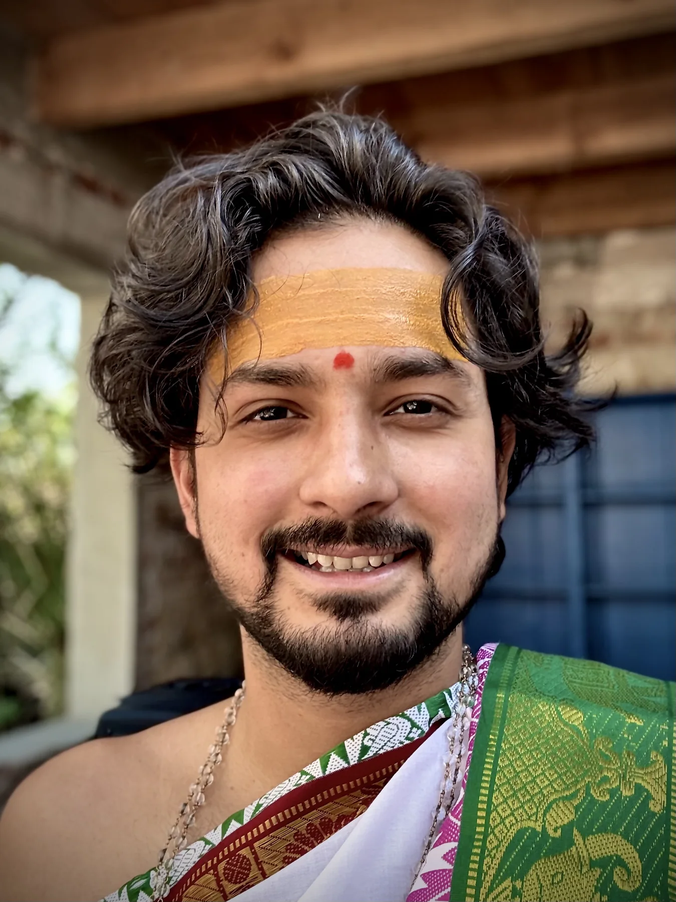 Portrait of Pandit Dipanshu Barvariya in traditional ceremonial clothing